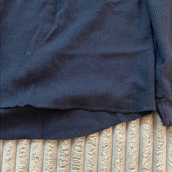 Smith’s Workwear Men’s Navy Long Sleeve Waffle Knit Shirt - Picture 3 of 3